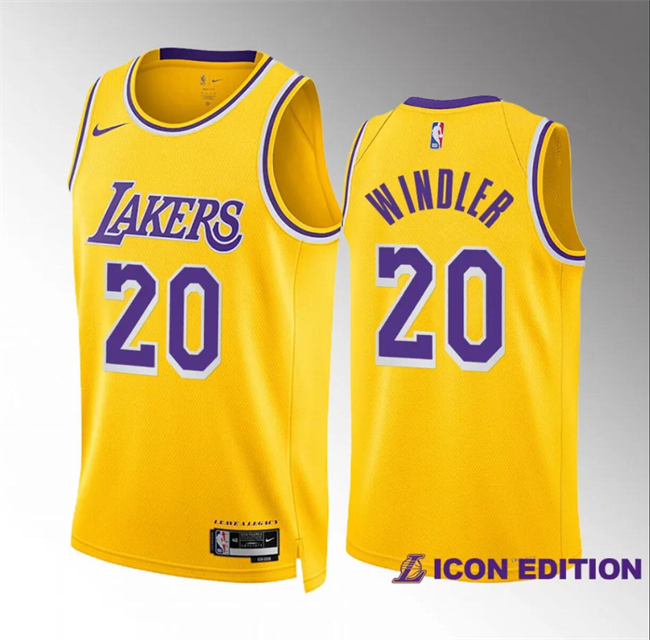 Men's Los Angeles Lakers #20 Dylan Windler Yellow Icon Edition Stitched Basketball Jersey